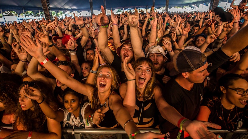 A packed crowd inside the tent at Groovin the Moo 2017 in Bendigo