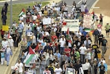 Protesters on Saturday marched against Israel's action in Gaza