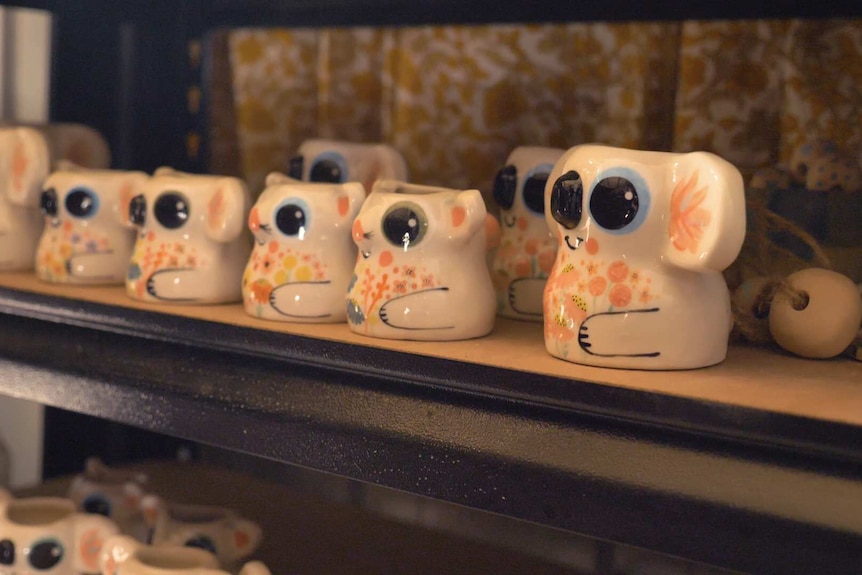 Ceramic vases in an art studio.