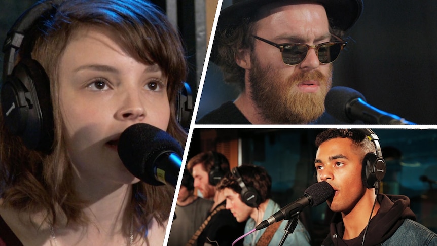 A collage of 2014 Like A Version performances by Chvrches, Chet Faker and Northeast Party House