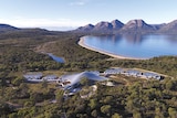 The Saffire Resort, Coles Bay, Tasmania, seen from the air.