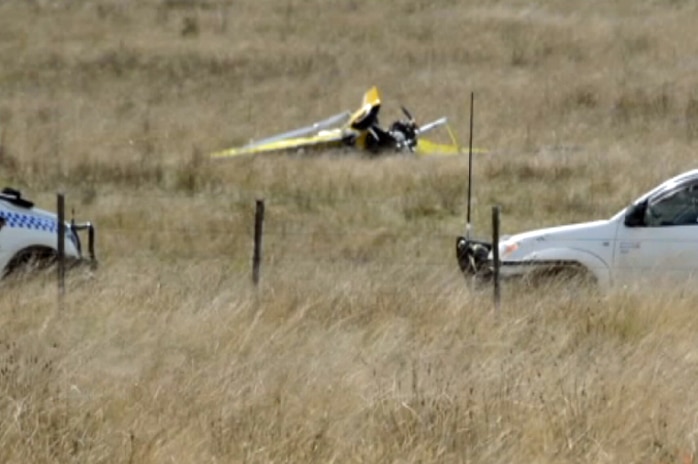 The wreckage of a light plane that crashed on a Farmstay in Dundee, NSW on April 12, 2015.