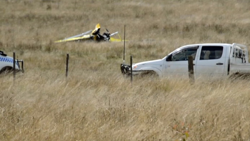 The wreckage of a light plane that crashed on a Farmstay in Dundee, NSW on April 12, 2015.