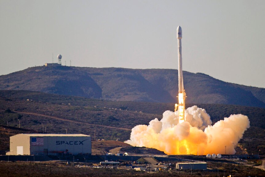 The launch of the first of Space X's Falcon 9 rockets