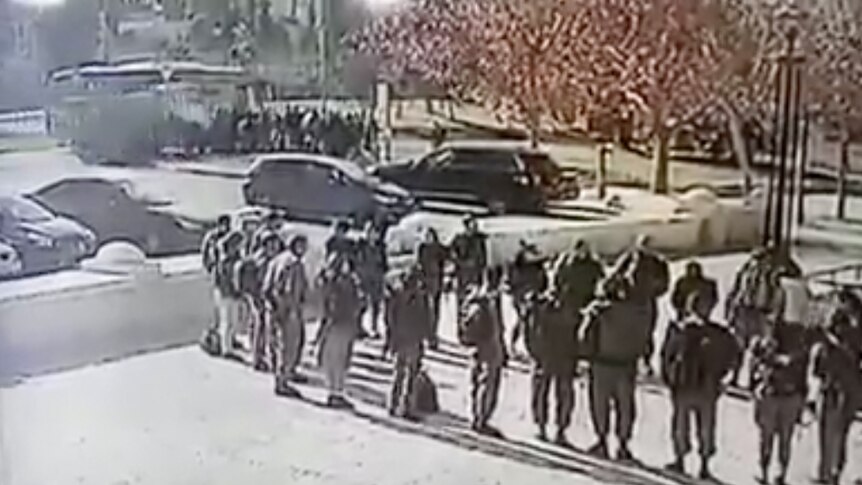The moment of the attack was captured on CCTV.