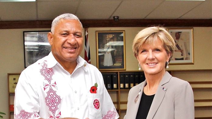 Australia's Foreign Minister Julie Bishop meets Fiji's prime minister Frank Bainimarama