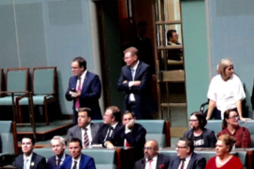 George Christensen is seen outside the chamber during the same-sex marriage vote.