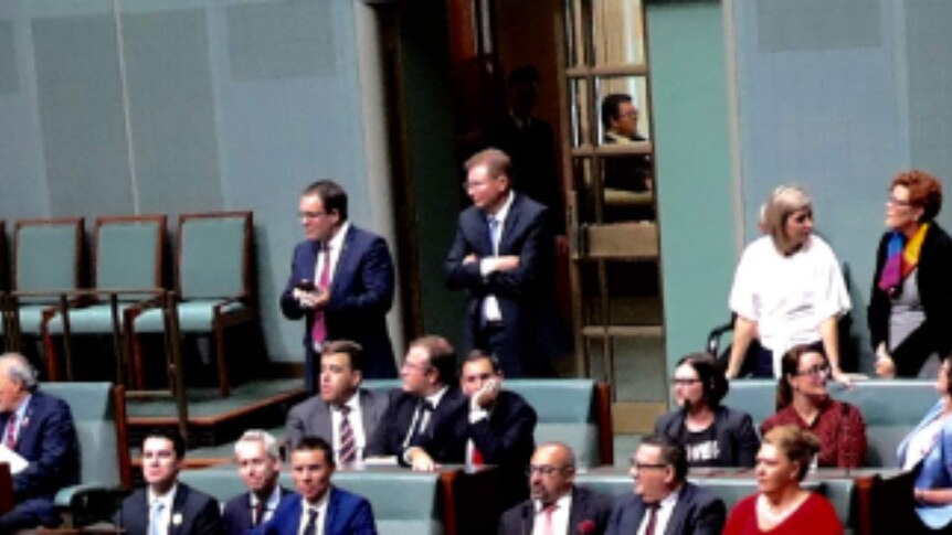 George Christensen is seen outside the chamber during the same-sex marriage vote.