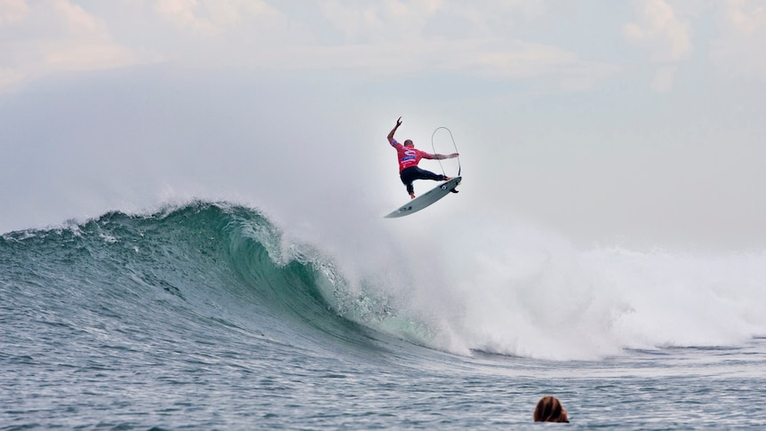 Riding high: Slater produced some impressive aerial work in the final.