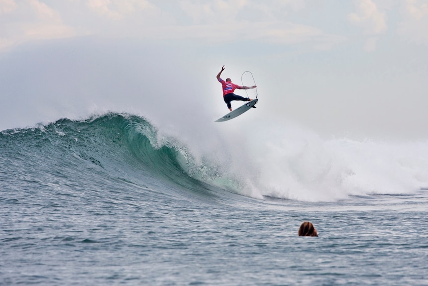 Riding high: Slater produced some impressive aerial work in the final.