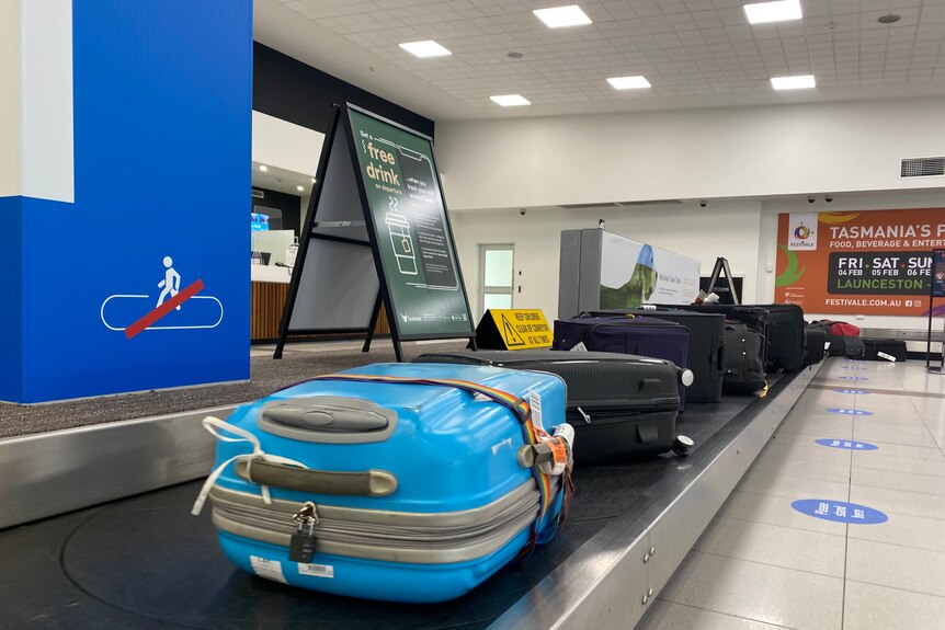 Bags on a carousel at the Launceston Airport