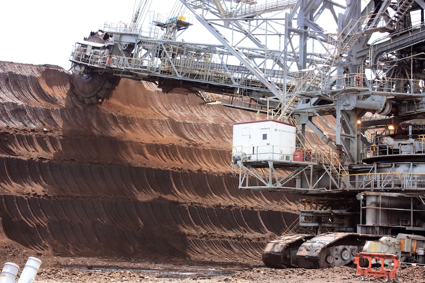 A machine digs coal at Hazelwood coal mine