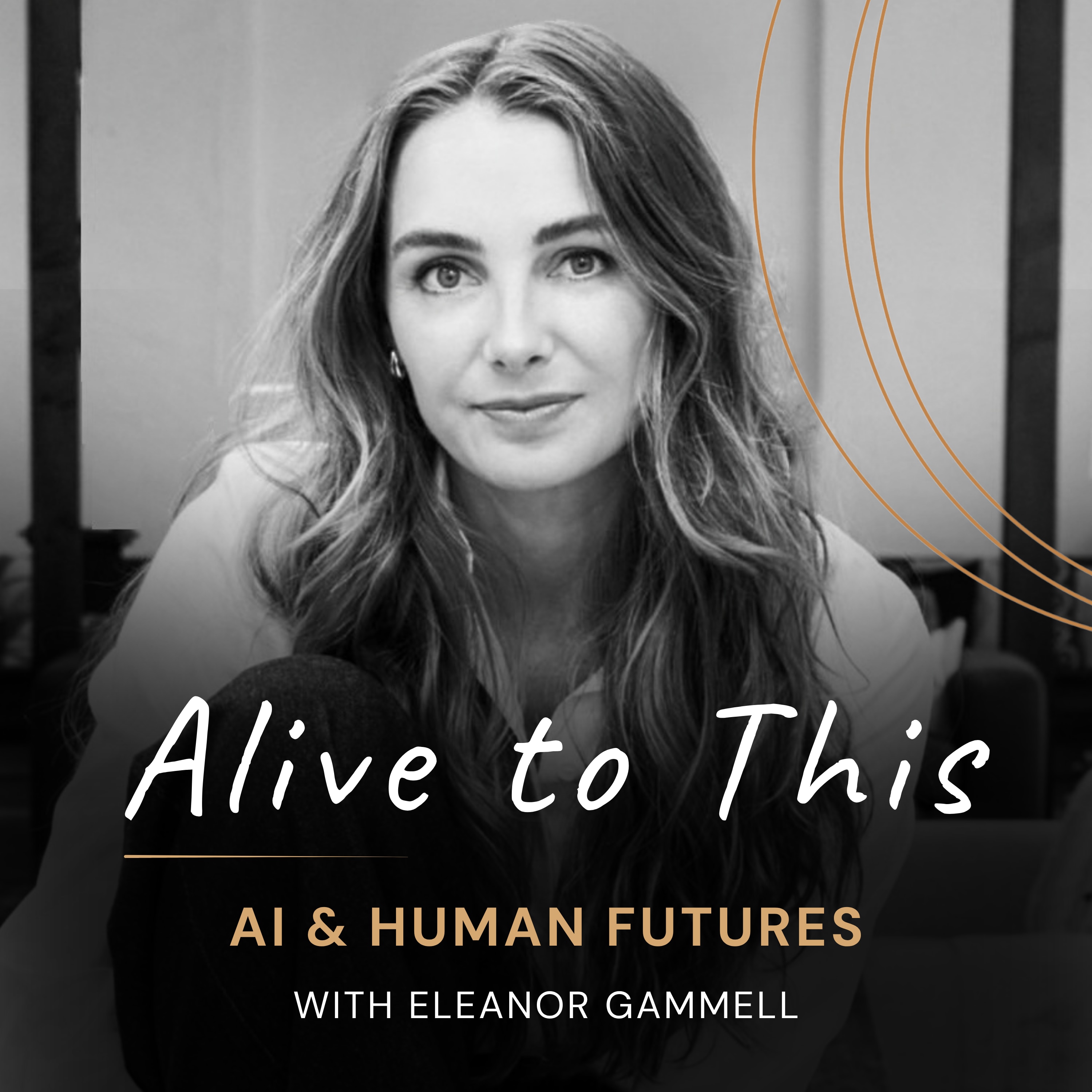 Eleanor Gammell leaning back in a chair, looking seriously at the camera. Alive to this is printed below.