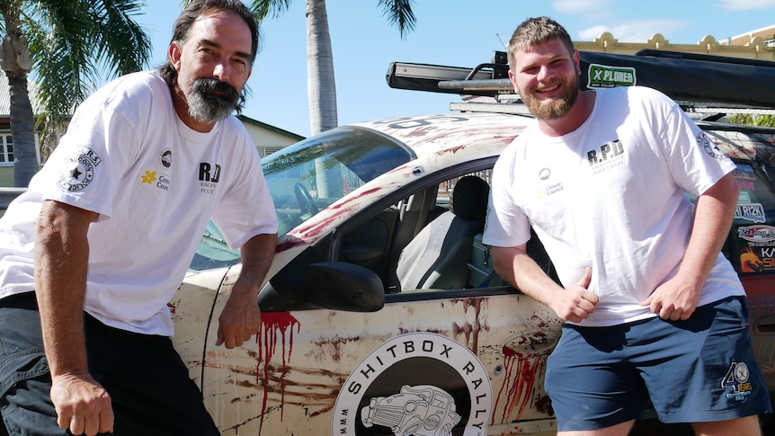 Townsville's entrant into the 2023 Shitbox Rally, Robert Clem and Declan Taylor ahead of their journey south. 