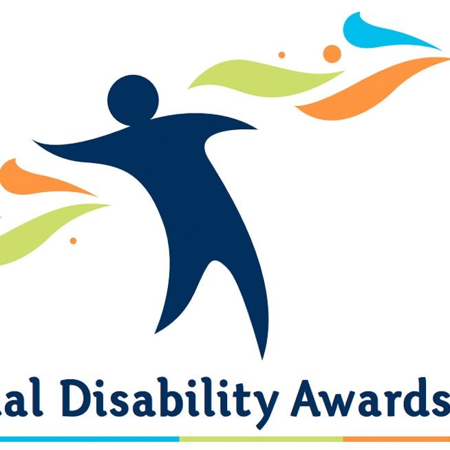 The logo for the cancelled National Disability Awards: a stylised image of a human figure, surrounded by flowing colours