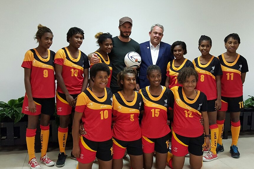 David Beckham meets PNG's Under 20s Women Squad in Mount Hagen