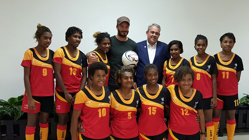 David Beckham meets PNG's Under 20s Women Squad in Mount Hagen
