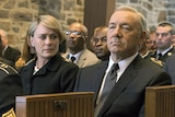 Robin Wright as Claire Underwood and Kevin Spacey as Frank Underwood in a scene from House of Cards