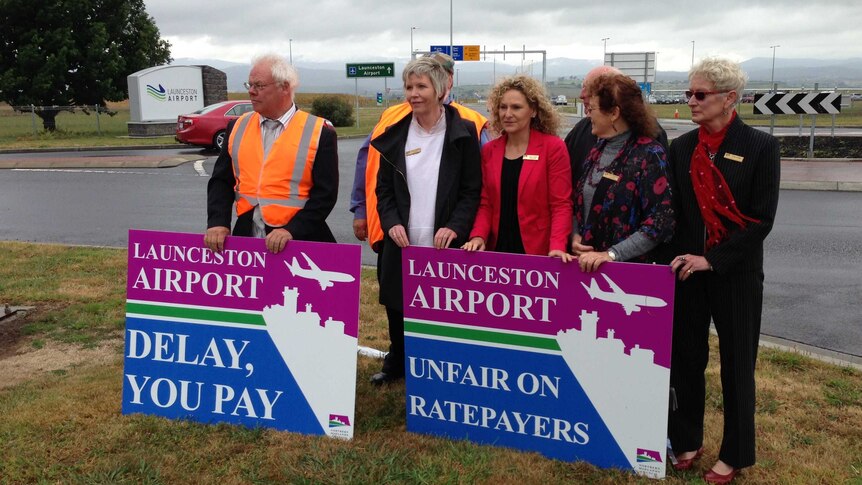 Councillors protest at Launceston Airport