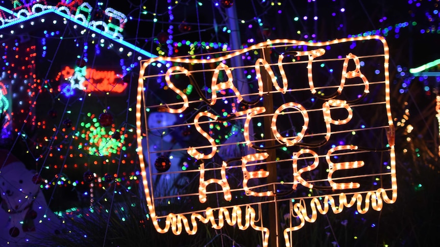 A house covered in Christmas lights in Hugo Court, Narre Warren.