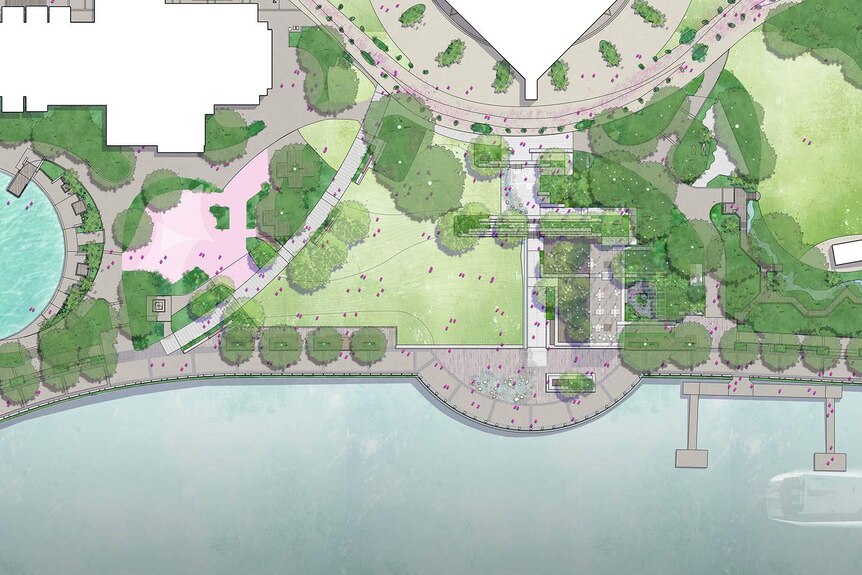 Map of South Bank zone being turned into riverfront parkland