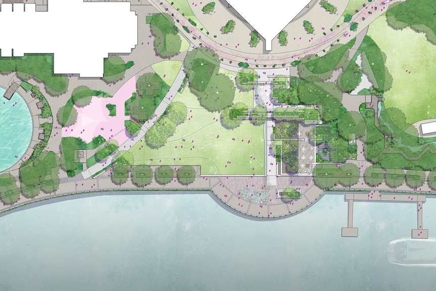 Map of South Bank zone being turned into riverfront parkland