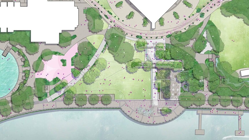 Map of South Bank zone being turned into riverfront parkland