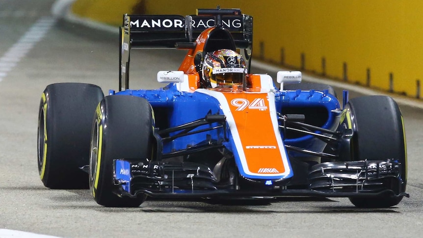 Manor driver Pascal Wehrlein in qualifying for Singapore F1 Grand Prix on September 17, 2016.