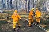 CFA firefighters near Benloch tackling an out of control blaze started by controlled burning.
