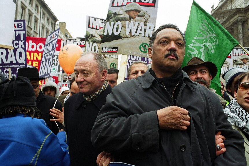 A demonstration organised by Stop the War coalition in London protesting the war in Iraq in 2003.