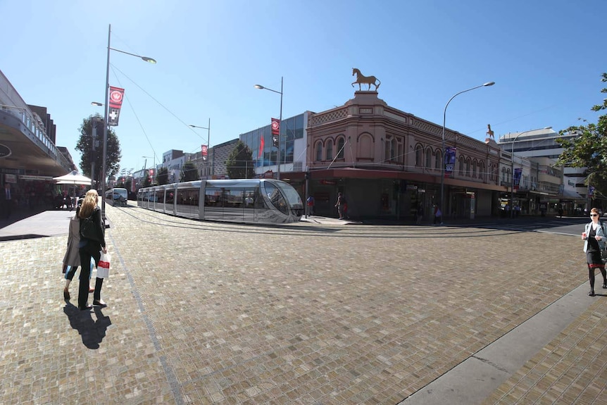 A stop on a proposed light rail network in western Sydney