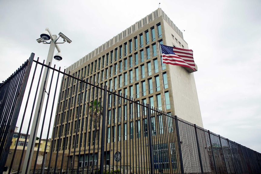 Exterior view of the US embassy in Havana.