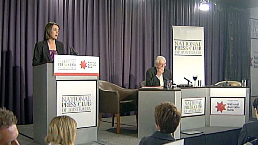 Labor's health spokeswoman Nicola Roxon addresses the National Press Club.