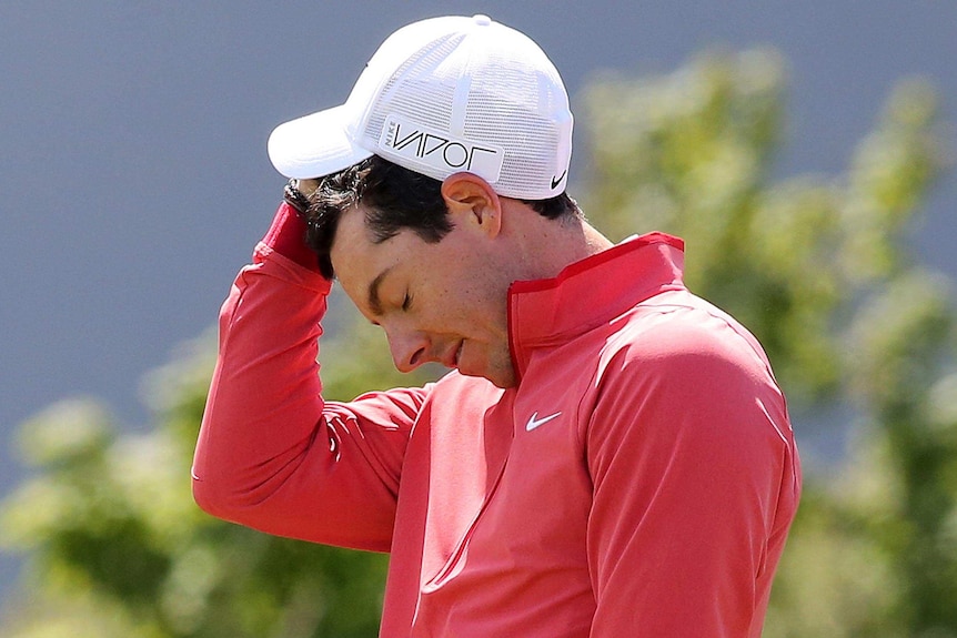 Rory McIlroy shows his dejection after missing a putt at the Irish Open in May, 2015.