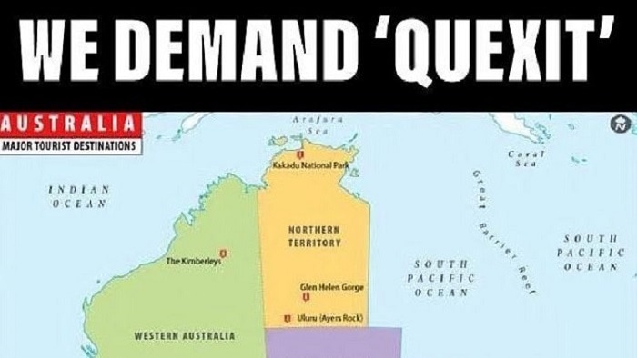 Image of Australia with Queensland removed