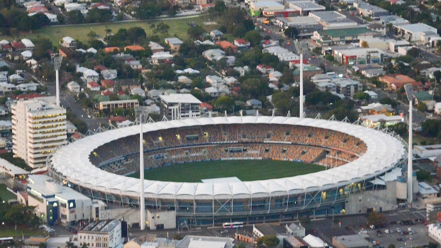 Aerial view of the Gabba in Brisbane on May 8, 2014.