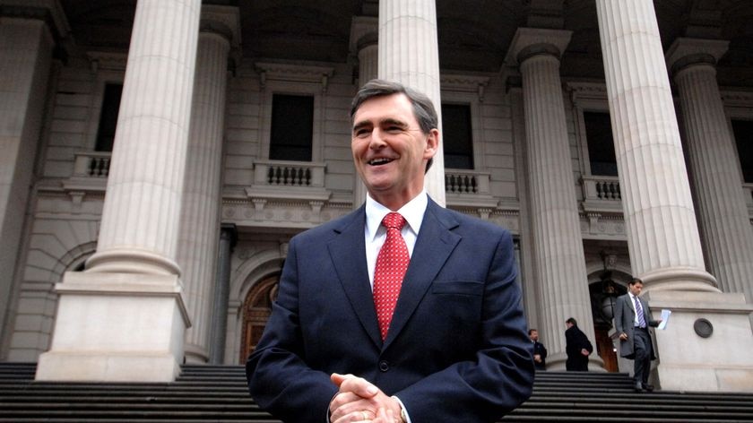 Former Victorian Premier John Brumby on the steps of parliament, 2007