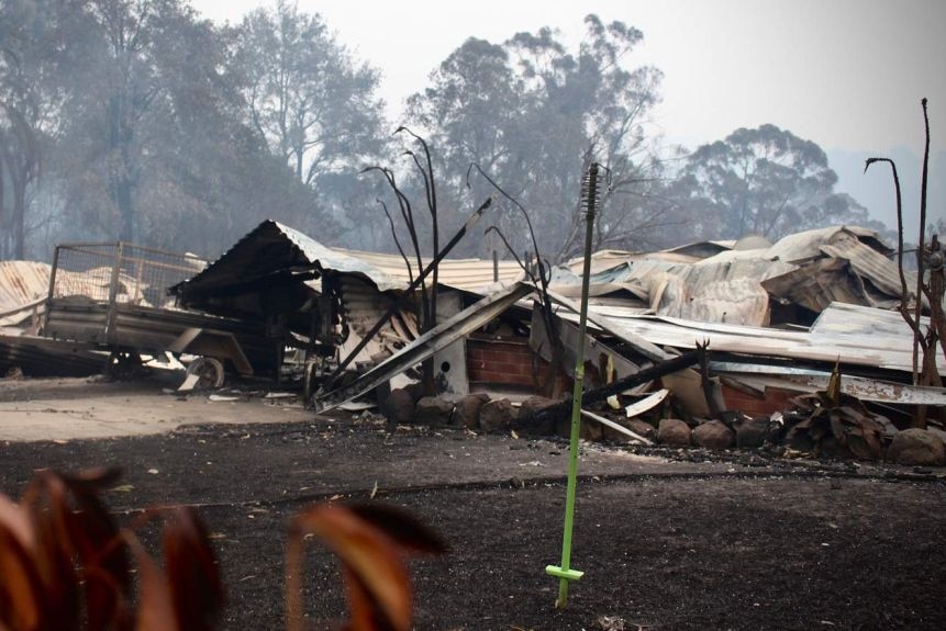 A home destroyed by a bushfire in Conjola Park on New Year's Eve last year.