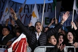 Protesters shout during anti-bailout rally in Cyprus