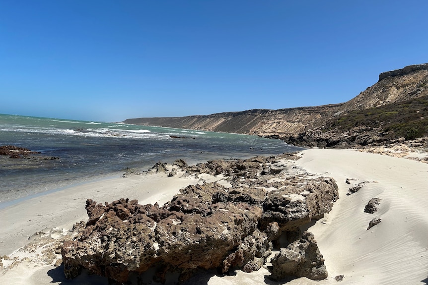 A beach and cliff