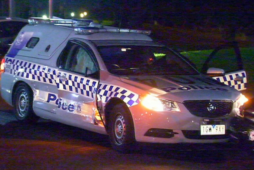Damaged Victoria Police van