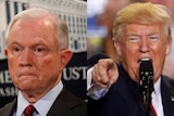 A composite photo of US Attorney General Jeff Sessions and President Donald Trump.