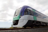 A V/Line train photographed at speed.