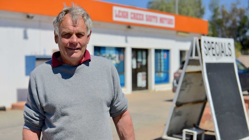 Leigh Creek Service Station operator Breyten Ward standing outside his business