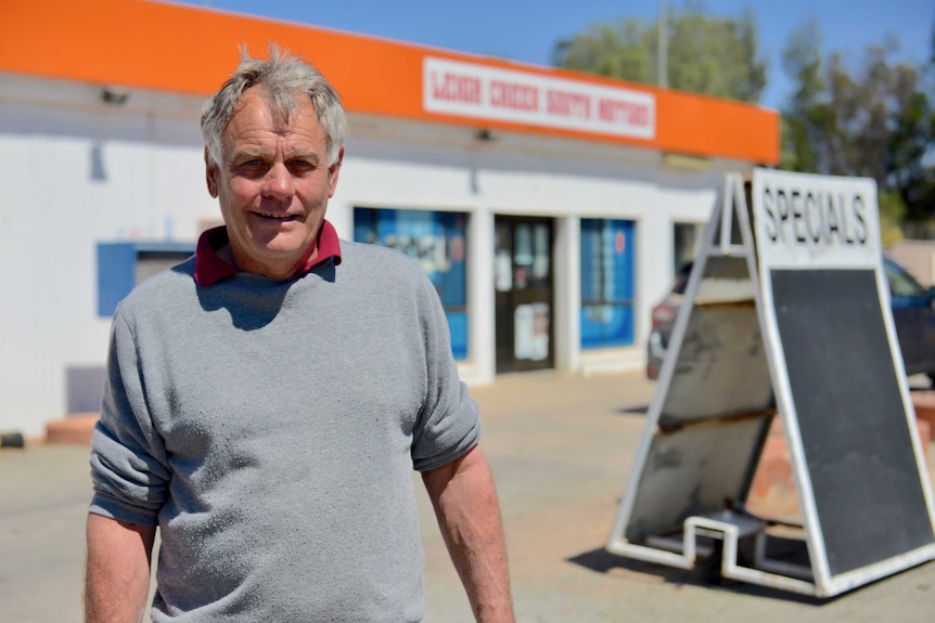 Leigh Creek Service Station operator Breyten Ward standing outside his business