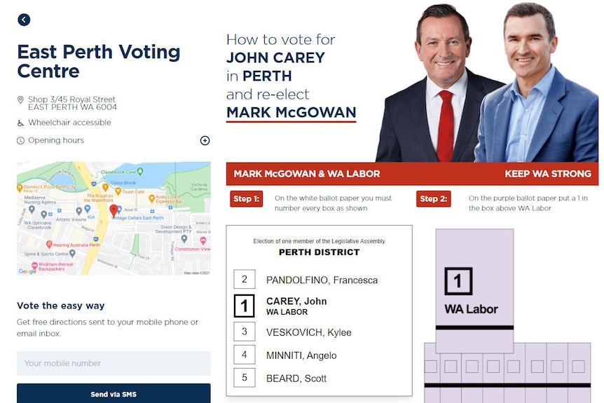 Online political advertisement for the Labor Party featuring Mark McGowan and John Carey.