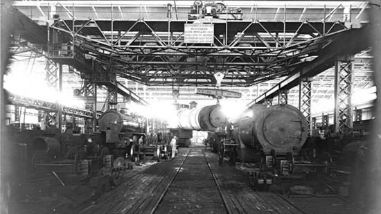 Ballarat's train factory in 1922