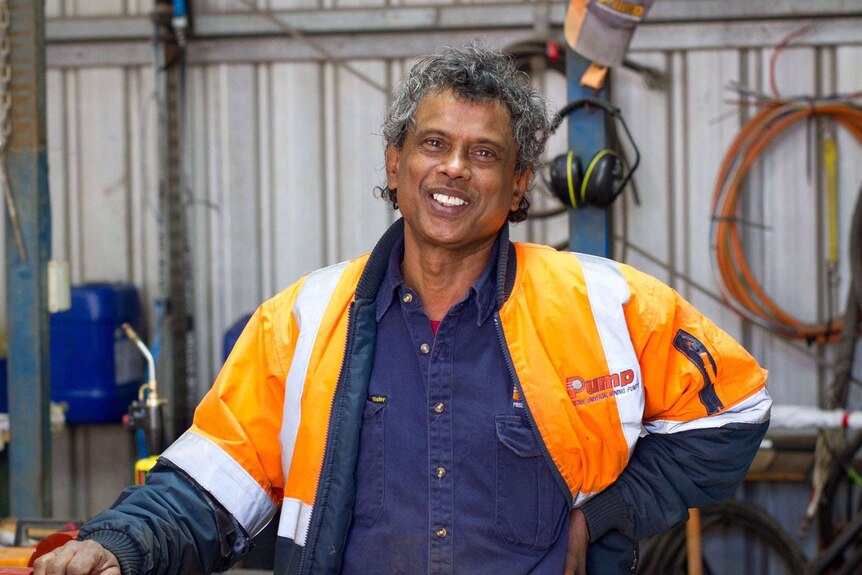 Sri Lankan electrician and 457 visa holder Edwin Asariyas in a workshop