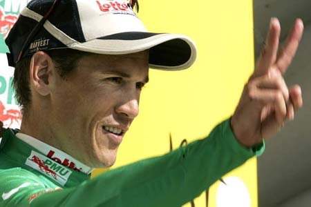 Robbie McEwen after winning Tour de France stage nine