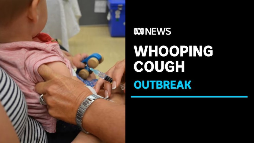 Whooping Cough, Outbreak: Child held by mother holding blue toy car has nurse hand rolling up sleeve with needle ready. 